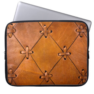 Housse Pour Ordinateur Portable Texture en cuir, détails de selvage naturel.