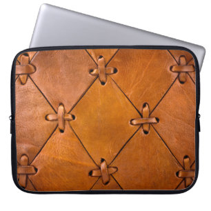 Housse Pour Ordinateur Portable Texture en cuir, détails de selvage naturel.