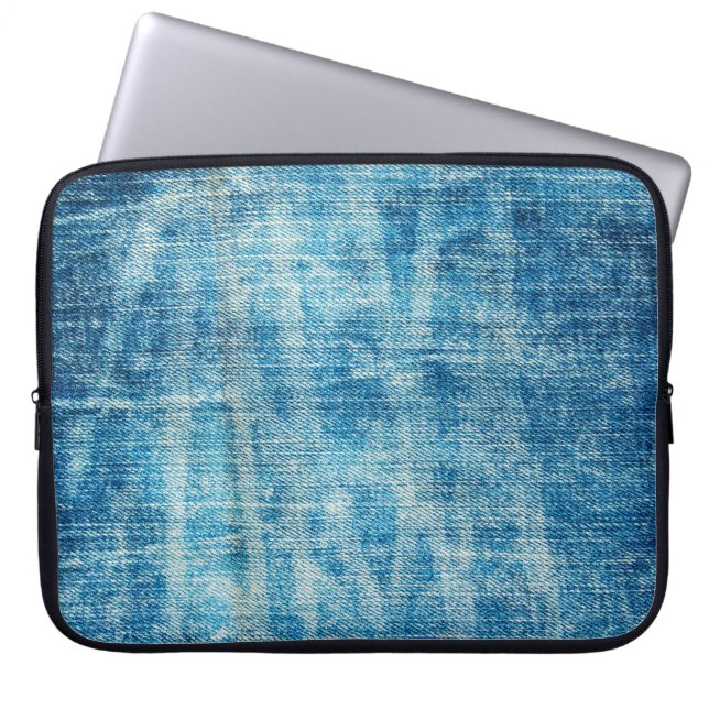 Housse Pour Ordinateur Portable Texture en jean bleu (Devant)