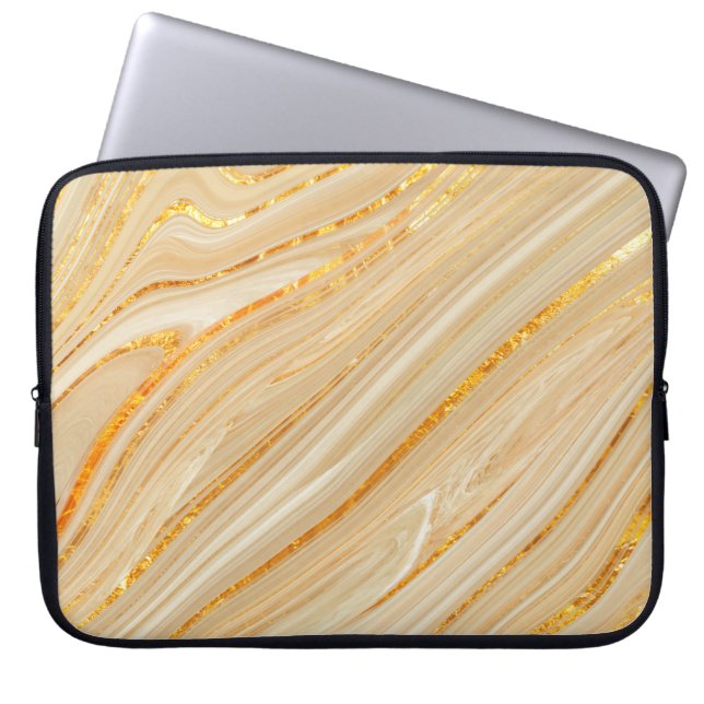 Housse Pour Ordinateur Portable Texture en marbre doré (Devant)