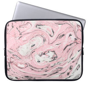 Housse Pour Ordinateur Portable Texture en marbre rose et noir. Retour abstrait mo