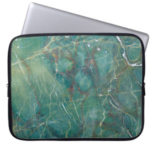 Housse Pour Ordinateur Portable texture en marbre vert malachite, structure détail
