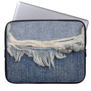 Housse Pour Ordinateur Portable Texture jean déchiré, arrière - plan élégant.