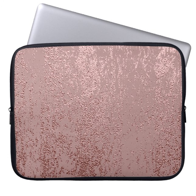 Housse Pour Ordinateur Portable Texture or métallique, quartz rose. (Devant)