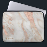 Housse Pour Ordinateur Portable Texture rose-or de luxe en faux marbre<br><div class="desc">Texture de luxe blanc et or rose,  imitation marbre. monogramme facultatif.</div>