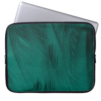 Housse Pour Ordinateur Portable Texture Vintage de plumes vert foncé