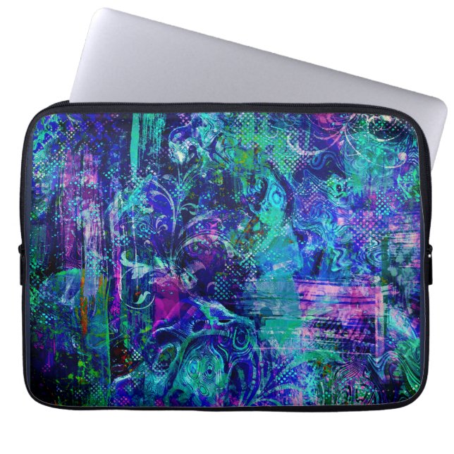 Housse Pour Ordinateur Portable Textures de couleur bleue (Devant)