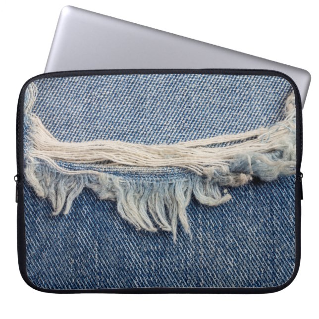 Housse Pour Ordinateur Portable Textures déchiré jeans arrière - plan. (Devant)