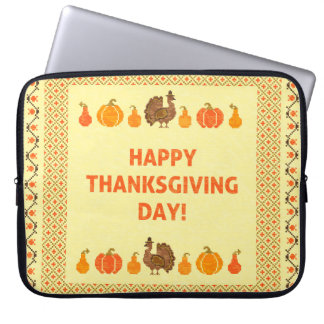 Housse Pour Ordinateur Portable Thanksgiving : retro brodée carte design.