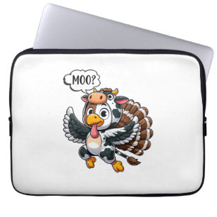 Housse Pour Ordinateur Portable Thanksgiving Turkey Moo Cow Head Funny Fall Men Wa