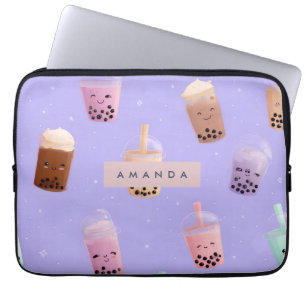 Housse Pour Ordinateur Portable Thé Bubble Cute Purple Pastel Personnalisé