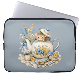 Housse Pour Ordinateur Portable Théière Fantaisiste Maison de Souris Cottagecore F