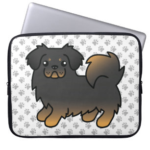 Housse Pour Ordinateur Portable Tibétain Spaniel noir et feu Chien mignon & Pattes