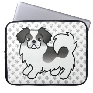 Housse Pour Ordinateur Portable Tibétain Spaniel Parti-Color Noir Chien et Pattes 