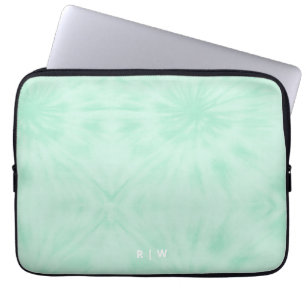 Housse Pour Ordinateur Portable Tie Dye Monogramme vert de menthe pastel