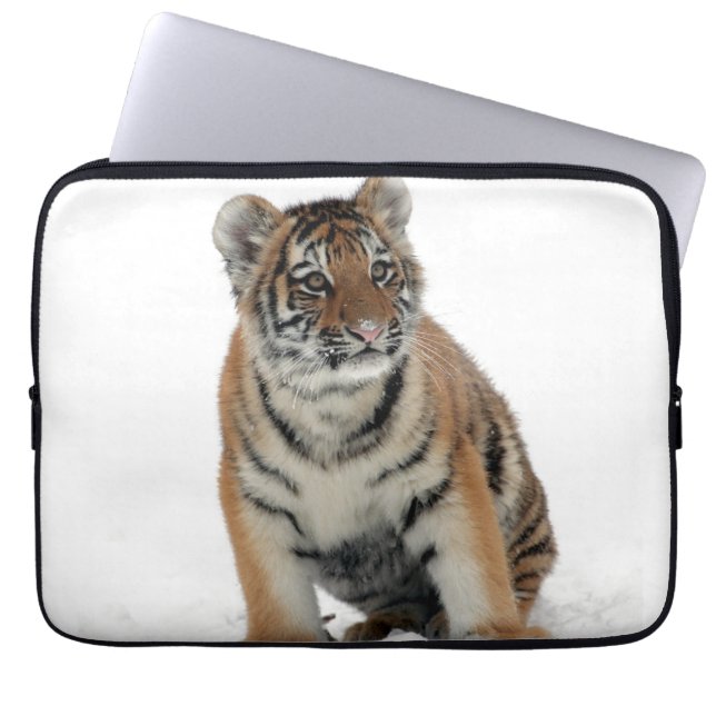 Housse Pour Ordinateur Portable Tiger Cub in the Snow Photograph (Devant)