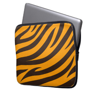 Housse Pour Ordinateur Portable Tiger Gravure noire Orange motif en peau d'animal