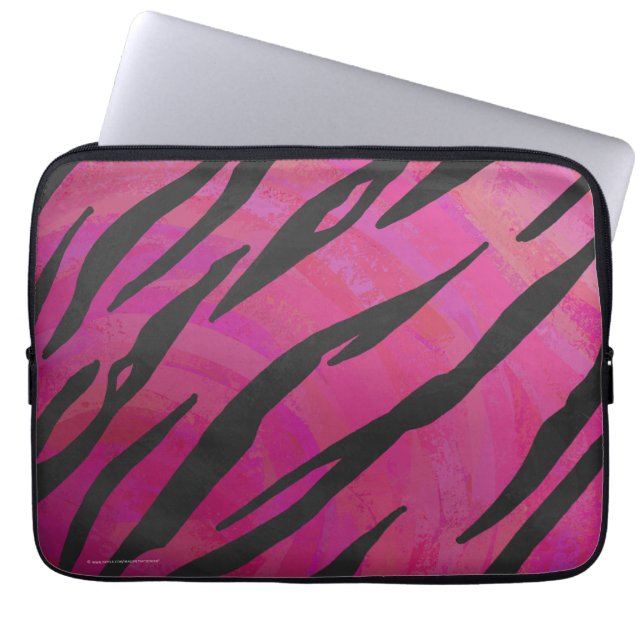 Housse Pour Ordinateur Portable Tiger rose chaud et noir (Devant)
