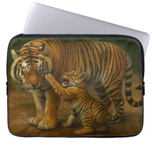 Housse Pour Ordinateur Portable Tiger Tenderness - Parent et Cub en Forêt