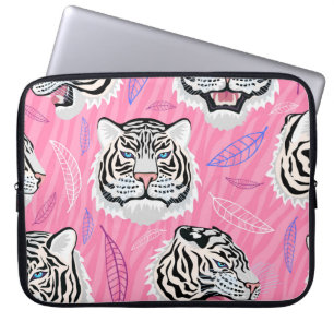 Housse Pour Ordinateur Portable Tigre blanc : Jungle Motif de la forêt tropicale