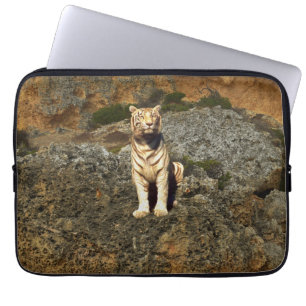 Housse Pour Ordinateur Portable Tigre Blanc Sur Rochers, coque ipad