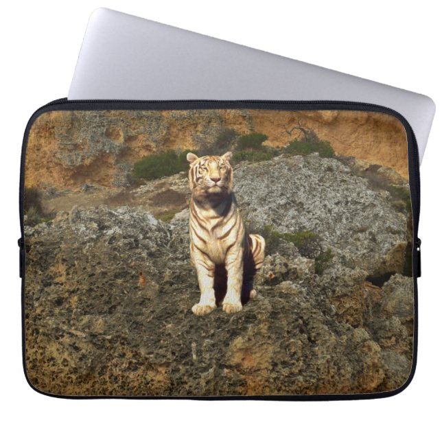 Housse Pour Ordinateur Portable Tigre Blanc Sur Rochers, coque ipad (Devant)