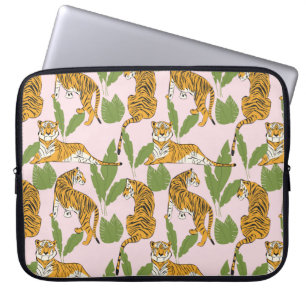 Housse Pour Ordinateur Portable Tigre dessiné à la main sans couture motif, gros c