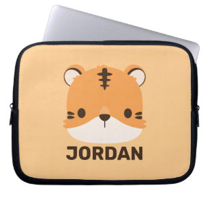 Housse Pour Ordinateur Portable Tigre mignon avec nom personnalisé
