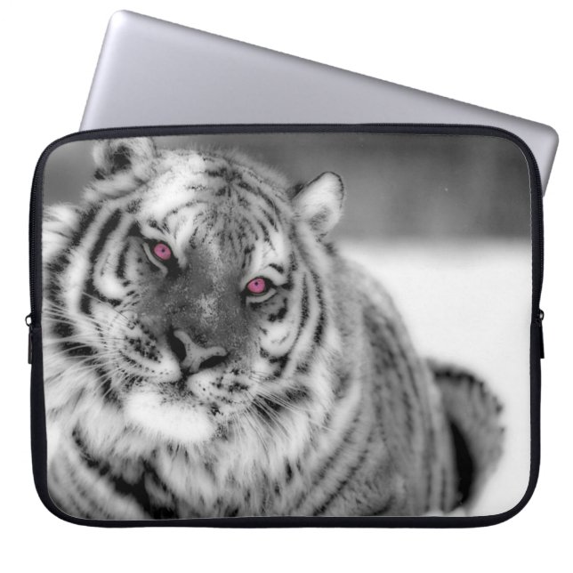 Housse Pour Ordinateur Portable Tigre observé par rose (Devant)