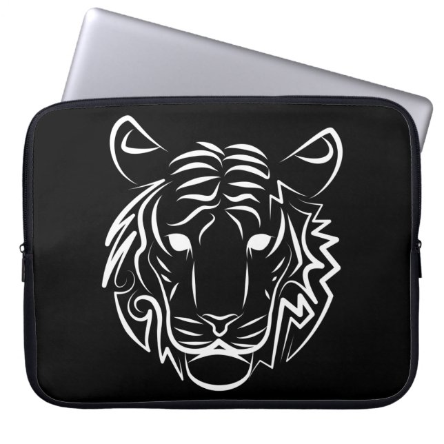 Housse Pour Ordinateur Portable Tigre tribal noir et blanc (Devant)