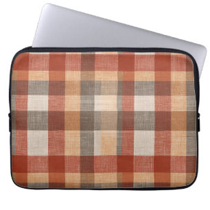 Housse Pour Ordinateur Portable Tissu à carreaux automne chaud texture en rouille