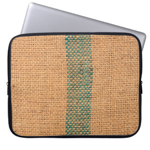 Housse Pour Ordinateur Portable Tissu naturel couleur marron texturé et noir
