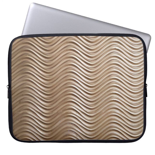 Housse Pour Ordinateur Portable Tissu rayé blanc et gris (Devant)