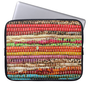 Housse Pour Ordinateur Portable Tissu tissé rayé look naturel