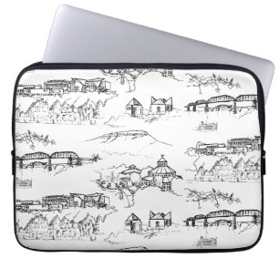 Housse Pour Ordinateur Portable Toile Chattanooga noir et blanc