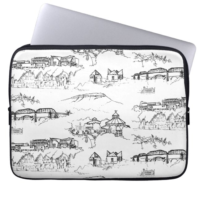 Housse Pour Ordinateur Portable Toile Chattanooga noir et blanc (Devant)