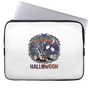 Housse Pour Ordinateur Portable Toiles d'araignée d'Halloween Arbres Fantômes Citr