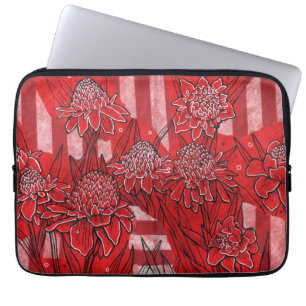 Housse Pour Ordinateur Portable Torch Ginger Lily, Fleurs rouges Tropical Floral A