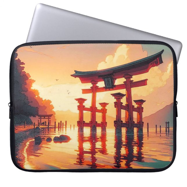 Housse Pour Ordinateur Portable Torii de la lumière montante (Devant)