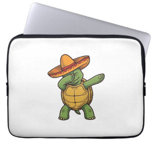 Housse Pour Ordinateur Portable Tortue Dabbing Sombrero Design Vectoriel Vintage_1