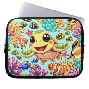 Housse Pour Ordinateur Portable Tortue de mer Bébé heureux et mignonne personnage