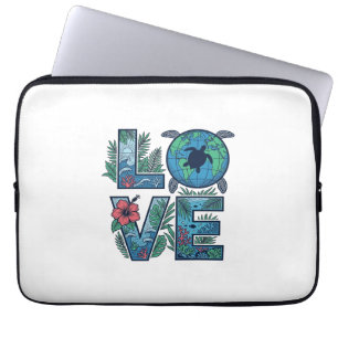 Housse Pour Ordinateur Portable Tortue de mer Terre Tropical Amour