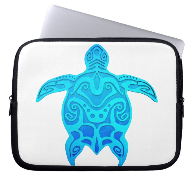 Housse Pour Ordinateur Portable Tortue tribale bleue (Devant)