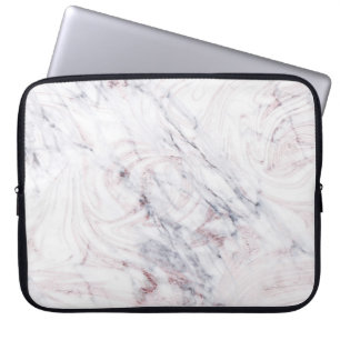 Housse Pour Ordinateur Portable Touche de marbre rose blanc et gris tourbillonnant
