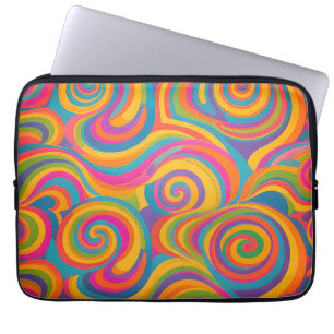 Housse Pour Ordinateur Portable Tourbillon Arc-en-Ciel Abstrait Énergie Vibrante