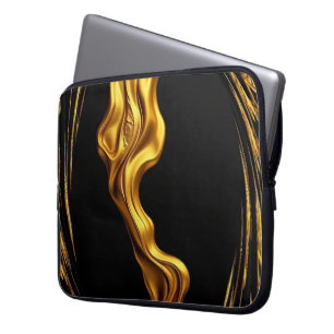 Housse Pour Ordinateur Portable Tourbillon Or Noir Monochrome Christian Achempong