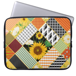 Housse Pour Ordinateur Portable Tournesol Chamomile, Patchwork Aquarelle.