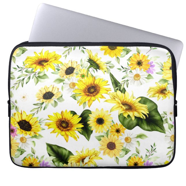 Housse Pour Ordinateur Portable Tournesol d'aquarelle 7 (Devant)