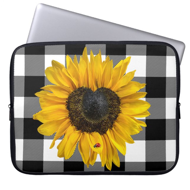 Housse Pour Ordinateur Portable Tournesol du coeur avec coccinelle (Devant)