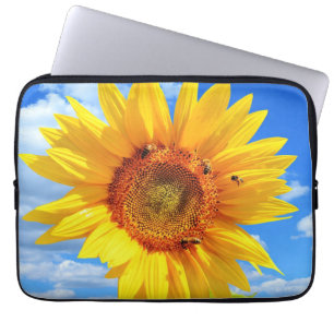 Housse Pour Ordinateur Portable Tournesol et abeilles sur le tamis d'ordinateur po